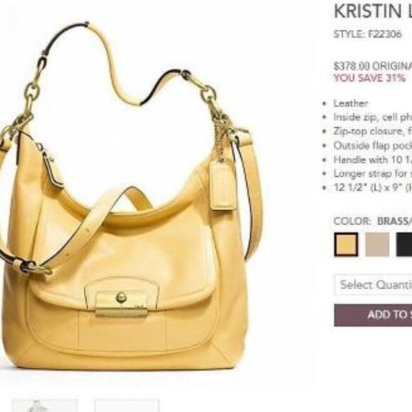 Coach Handbags - Coach Crossbody Hobo Kristin F22306 Leather